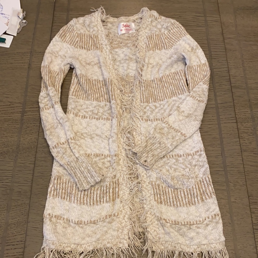 Size 10 Girls Duster by Justice. Brown and white